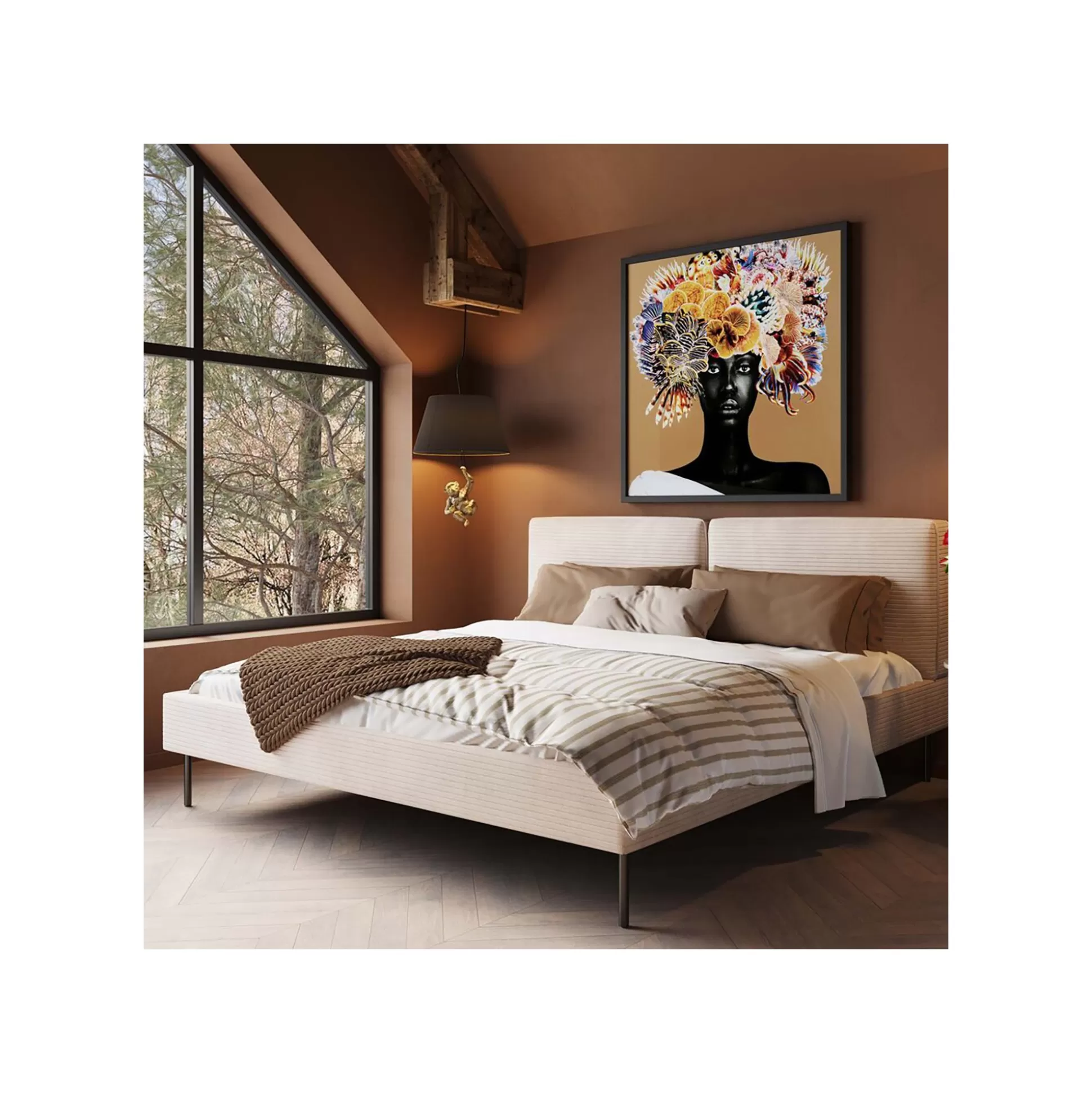 Affiche Encadrée Femme Coraux Poissons 120x120cm ^KARE Design Fashion