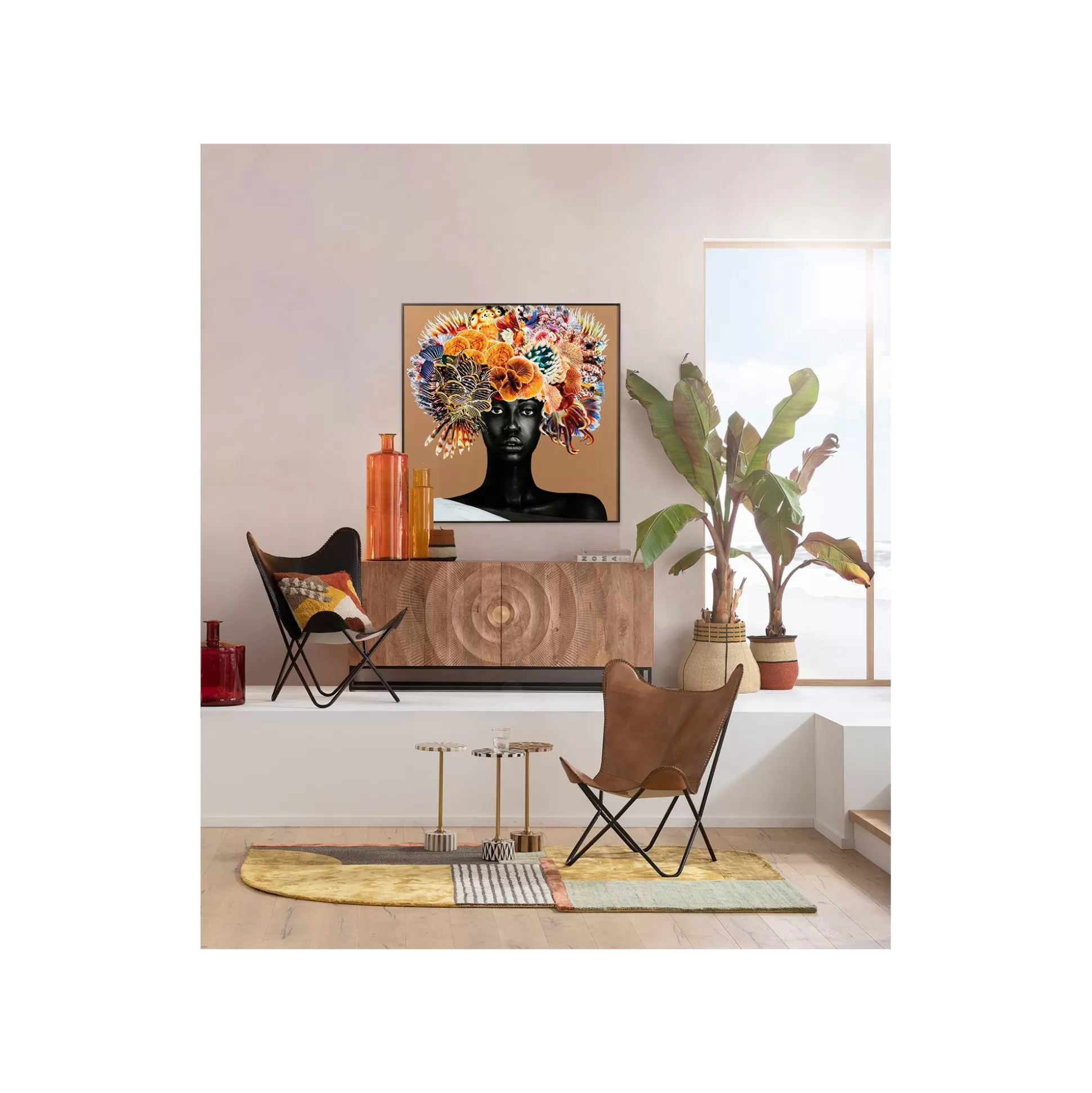Affiche Encadrée Femme Coraux Poissons 120x120cm ^KARE Design Fashion