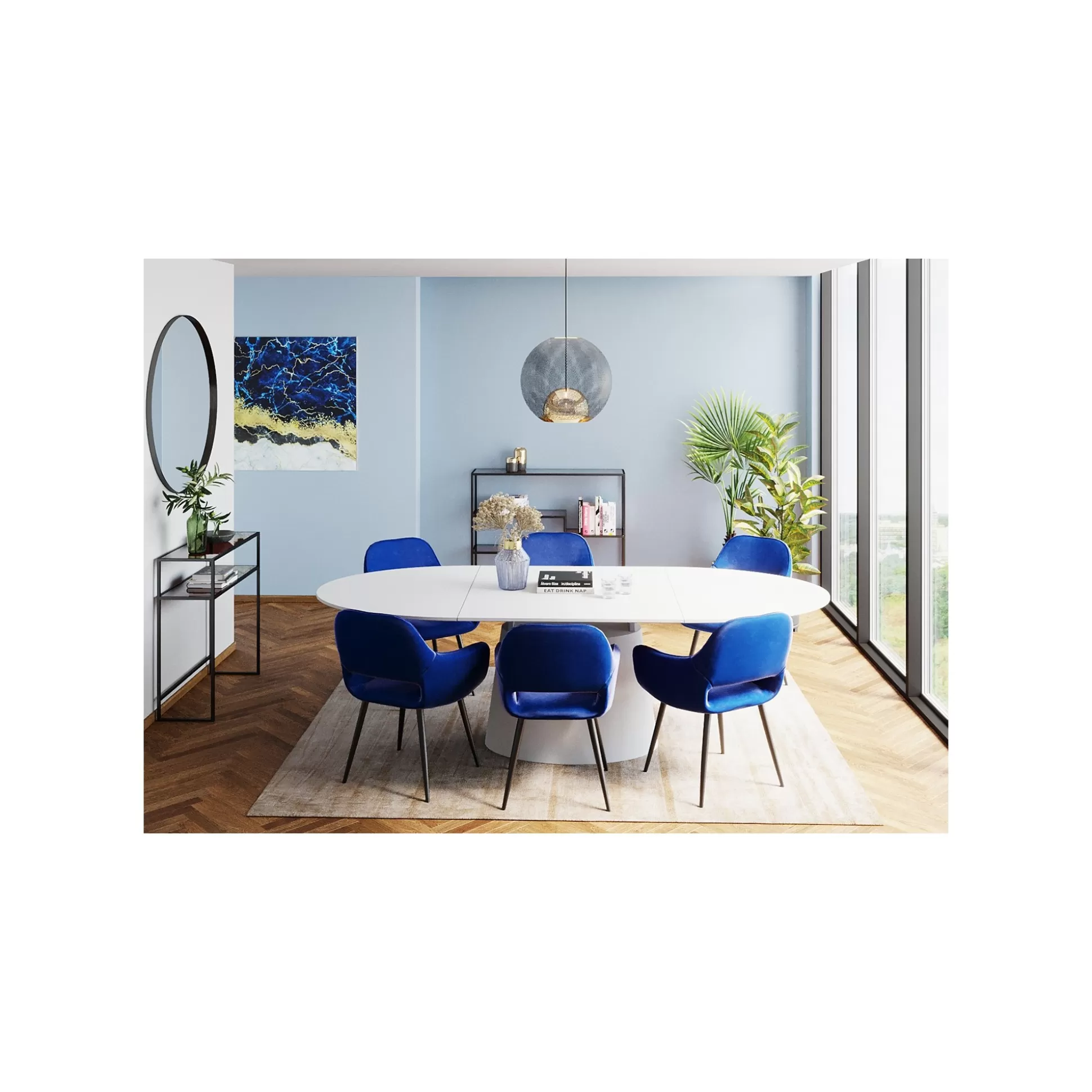 Chaise Avec Accoudoirs San Francisco Velours Bleu Pétrole ^KARE Design Sale