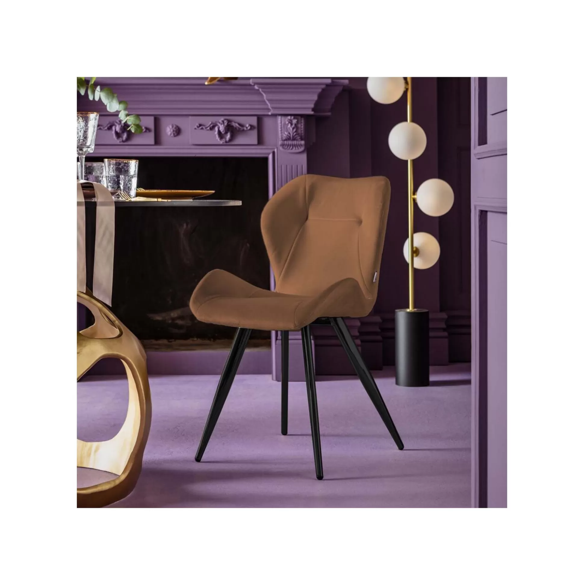 Chaise Viva Velours Marron Et Noir ^KARE Design Best Sale