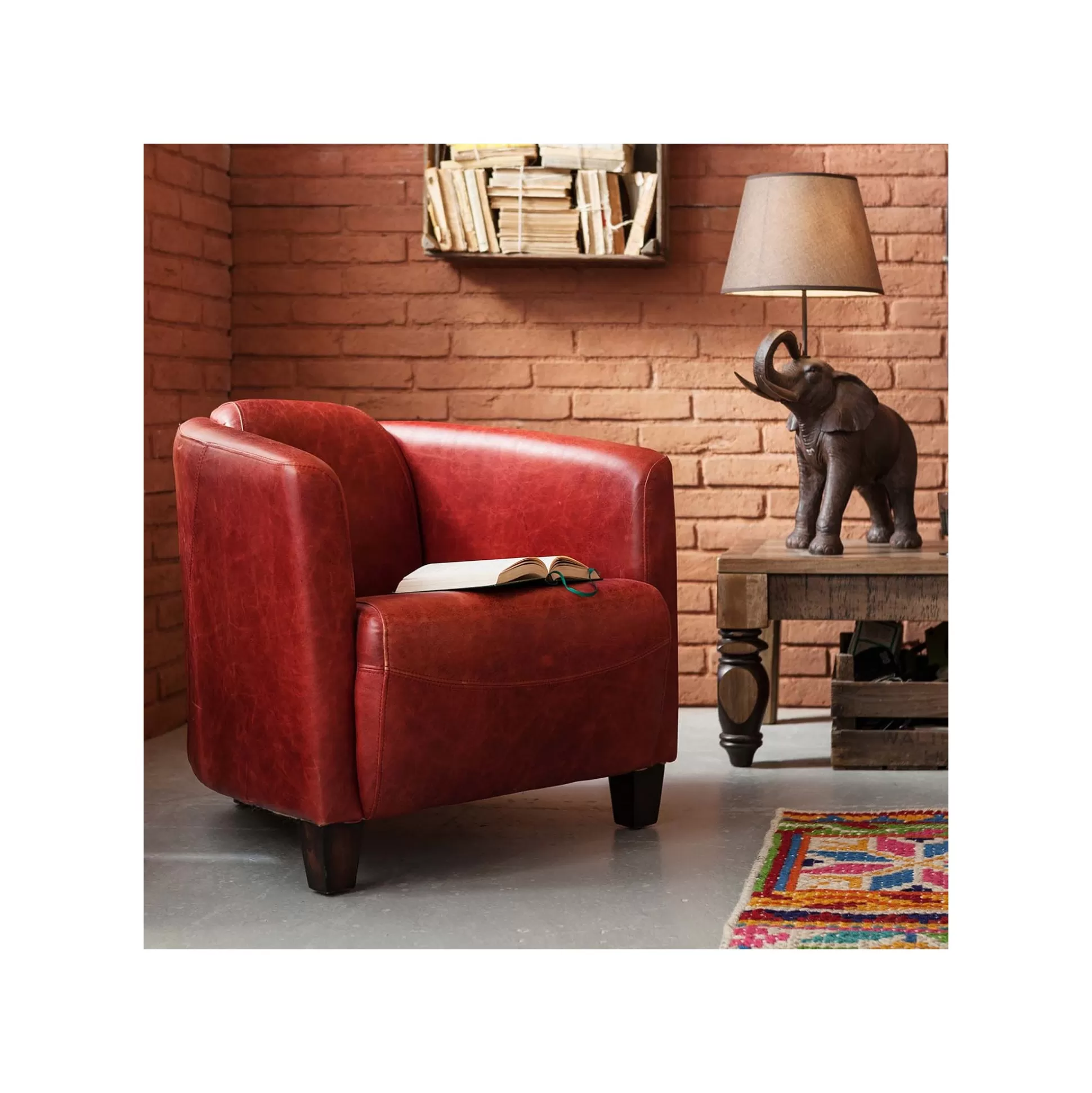 Fauteuil Cigar Lounge Cuir Rouge ^KARE Design Cheap