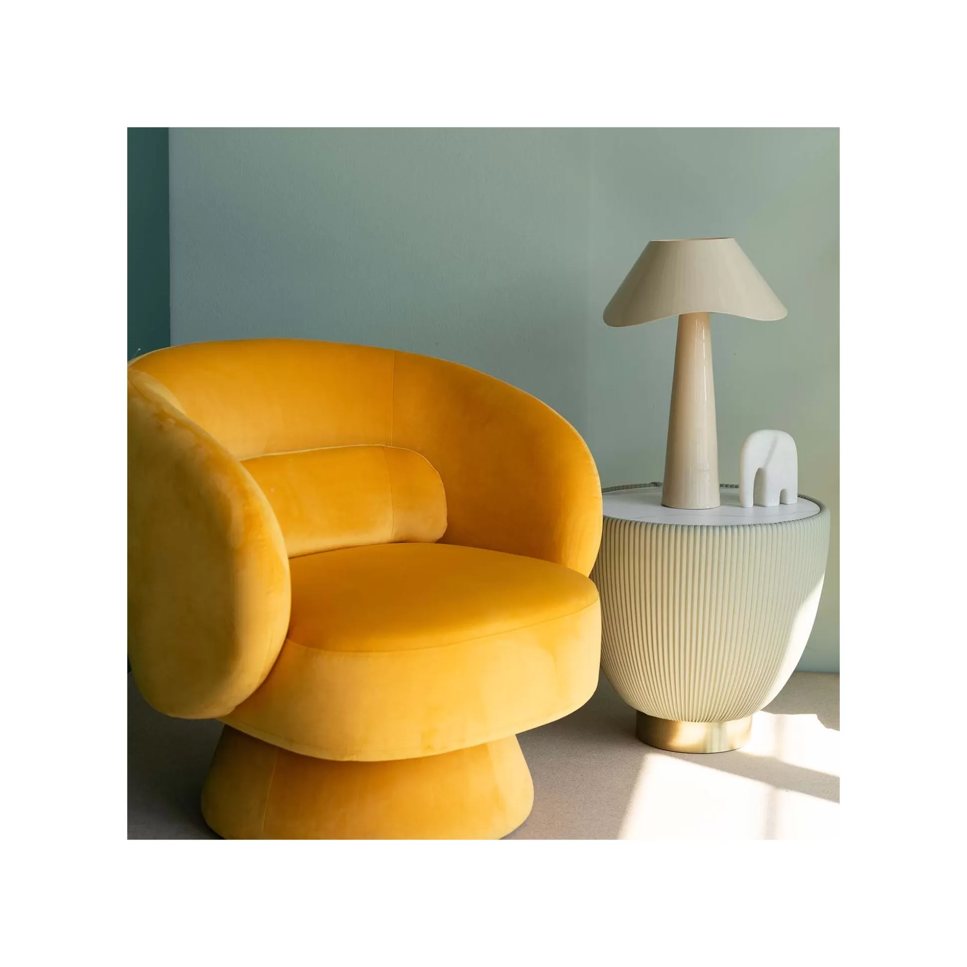 Fauteuil Pivotant Orion Velours Jaune ^KARE Design Best