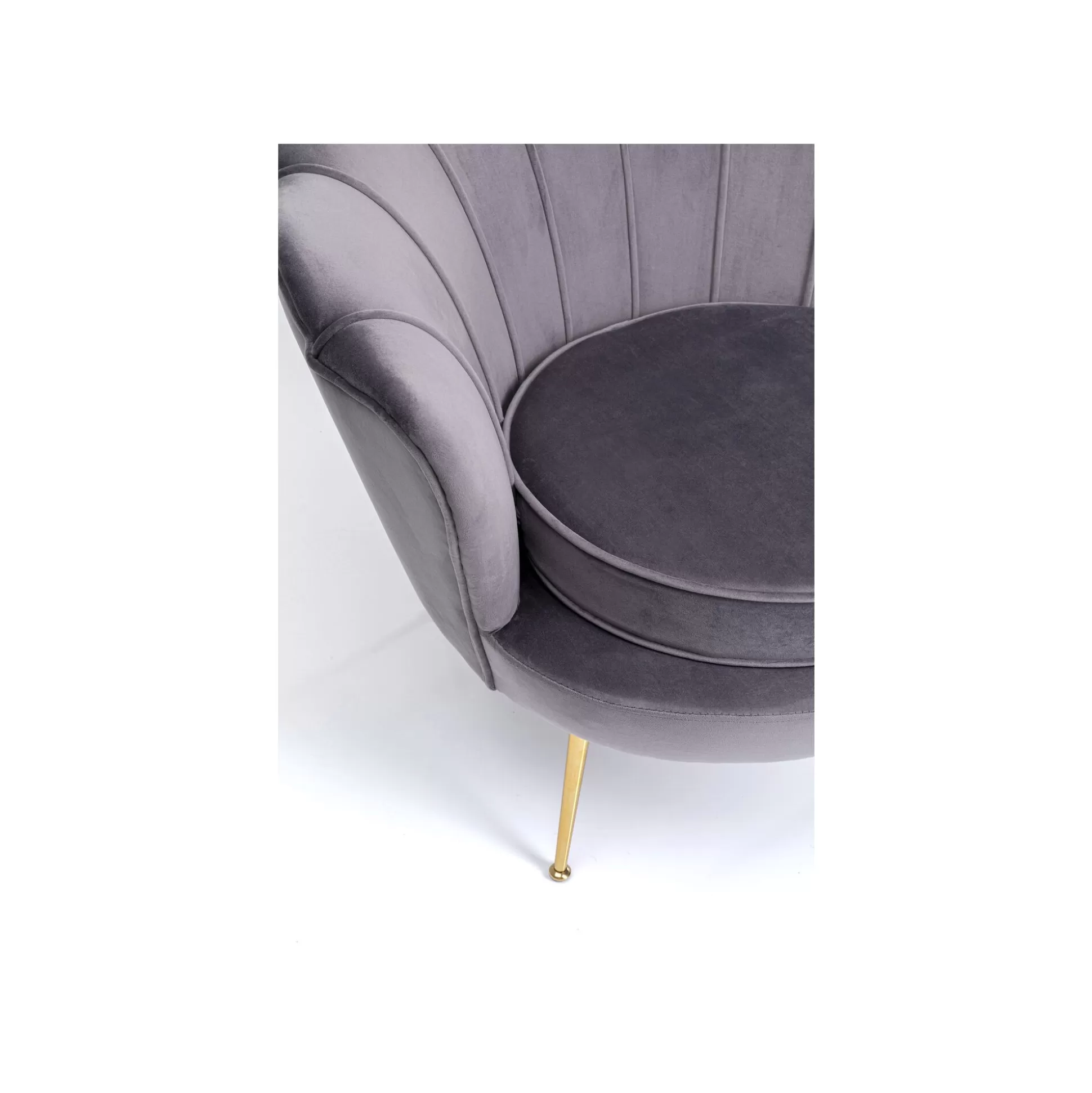 Fauteuil Water Lily Velours Gris Et Acier Doré ^KARE Design Store