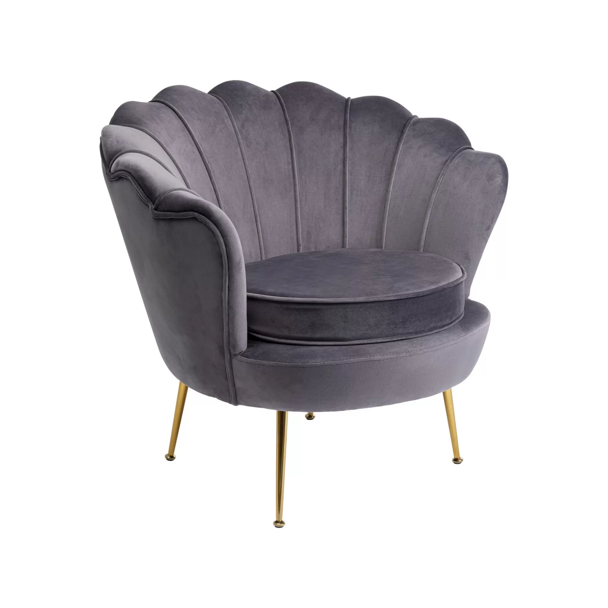 Fauteuil Water Lily Velours Gris Et Acier Doré ^KARE Design Store