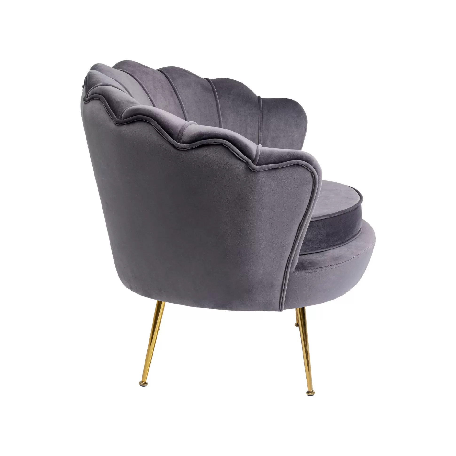 Fauteuil Water Lily Velours Gris Et Acier Doré ^KARE Design Store