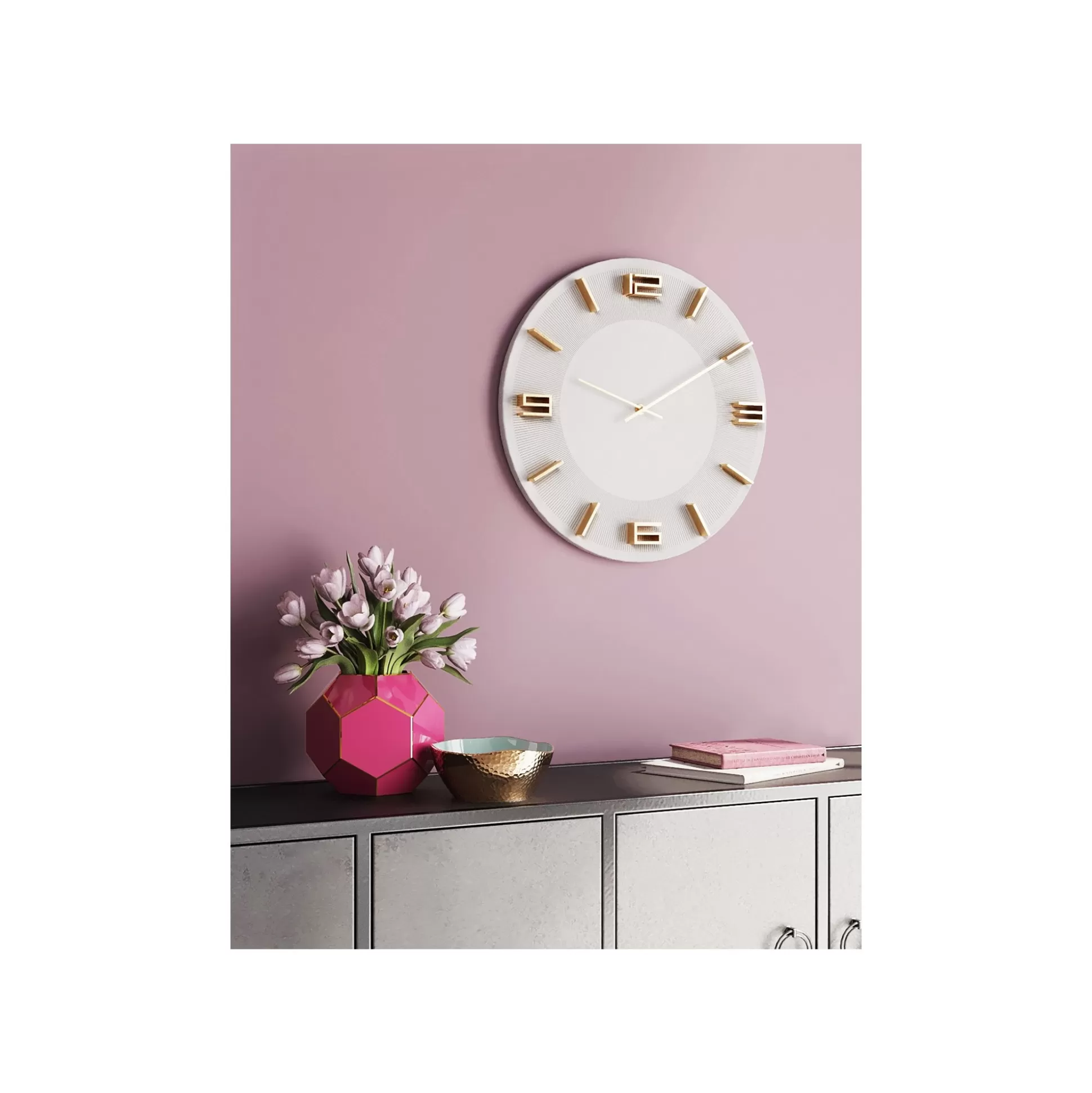 Horloge Murale Leonardo Blanche Et Dorée ^KARE Design Clearance