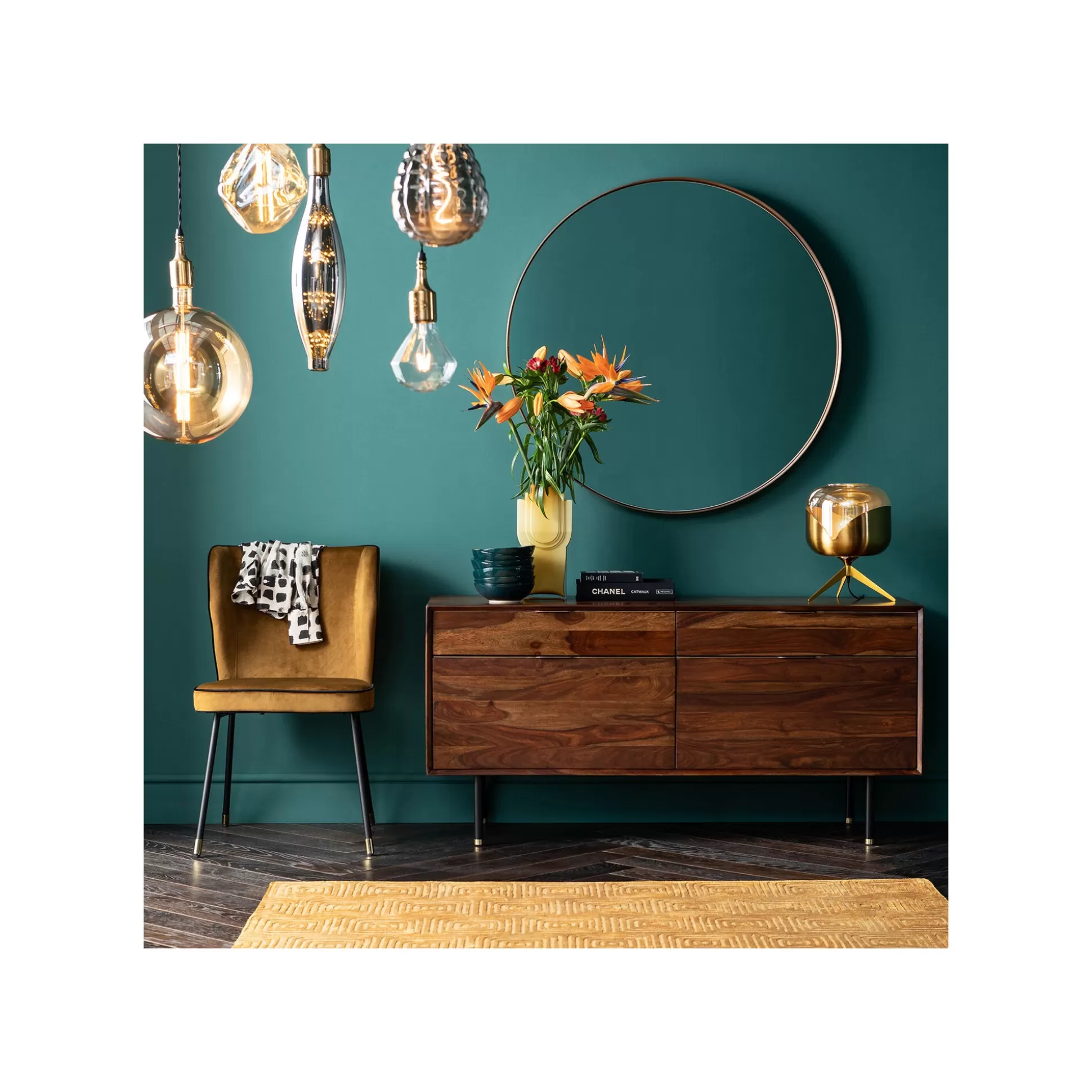 Miroir Curve Rond Laiton 100cm ^KARE Design Outlet