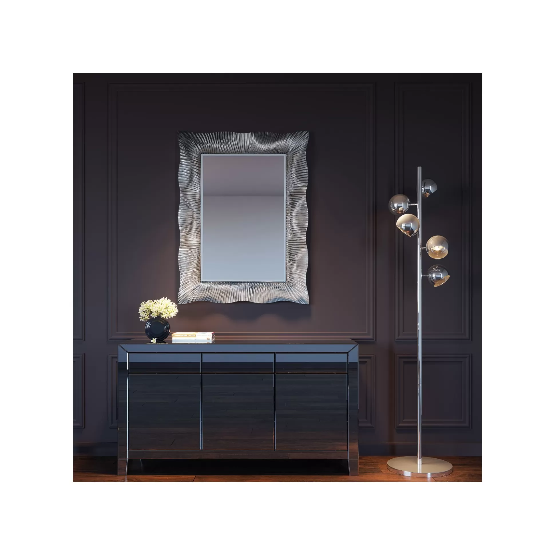 Miroir Wavy 124x94cm Argenté ^KARE Design Outlet