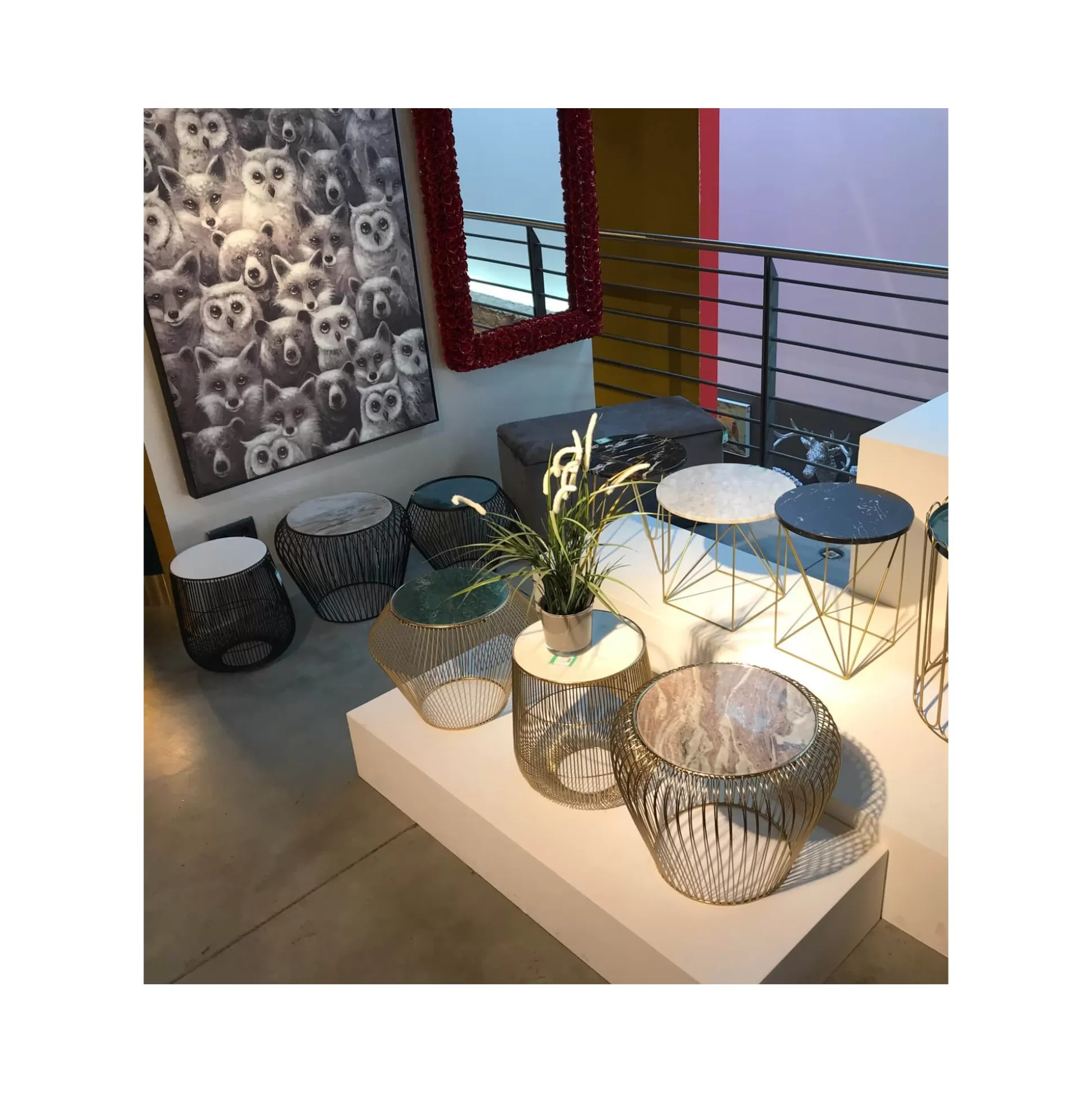 Table D'appoint Beam Dorée Marbre Blanc 32cm ^KARE Design Fashion