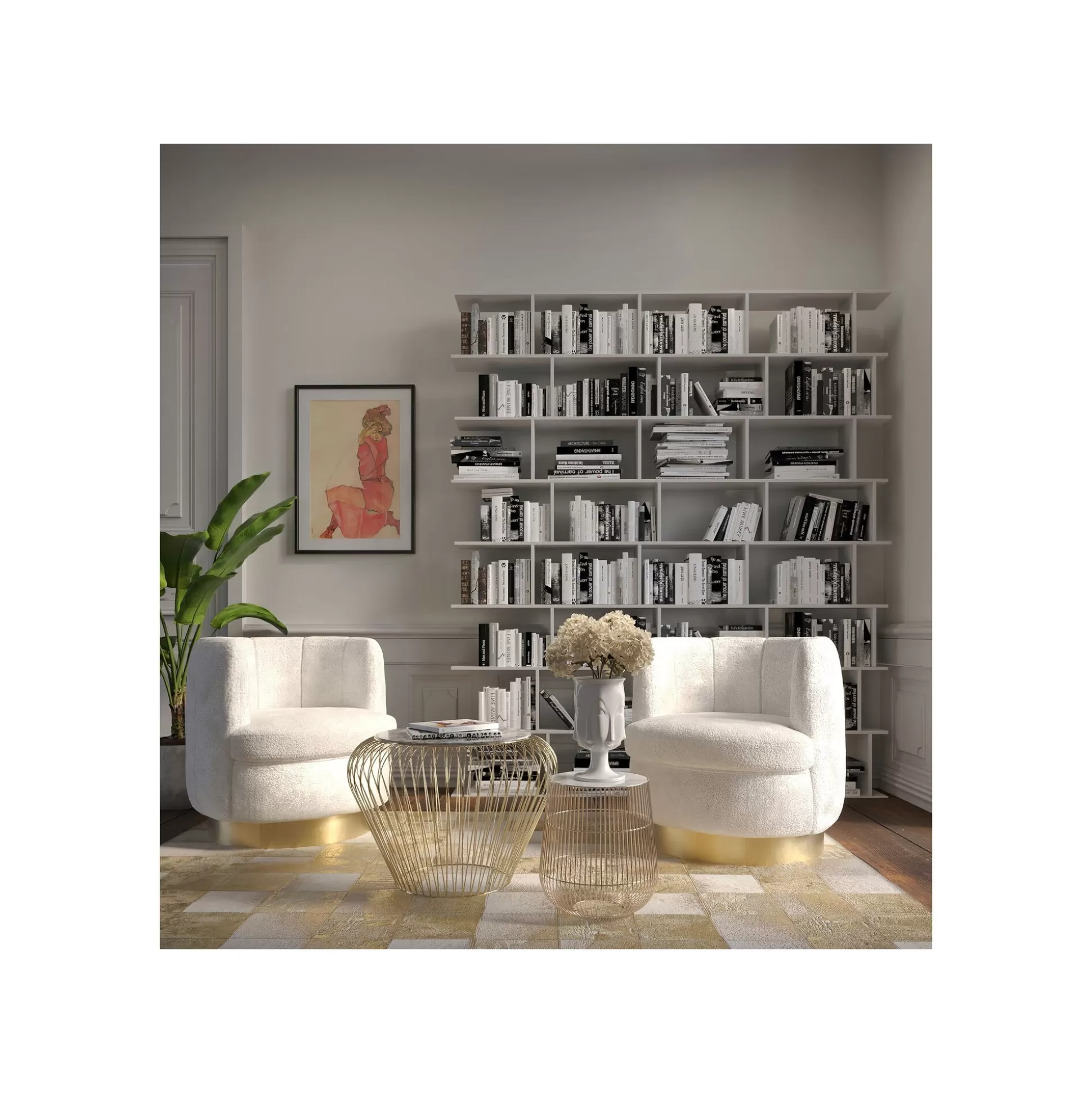 Table D'appoint Beam Dorée Marbre Blanc 32cm ^KARE Design Fashion