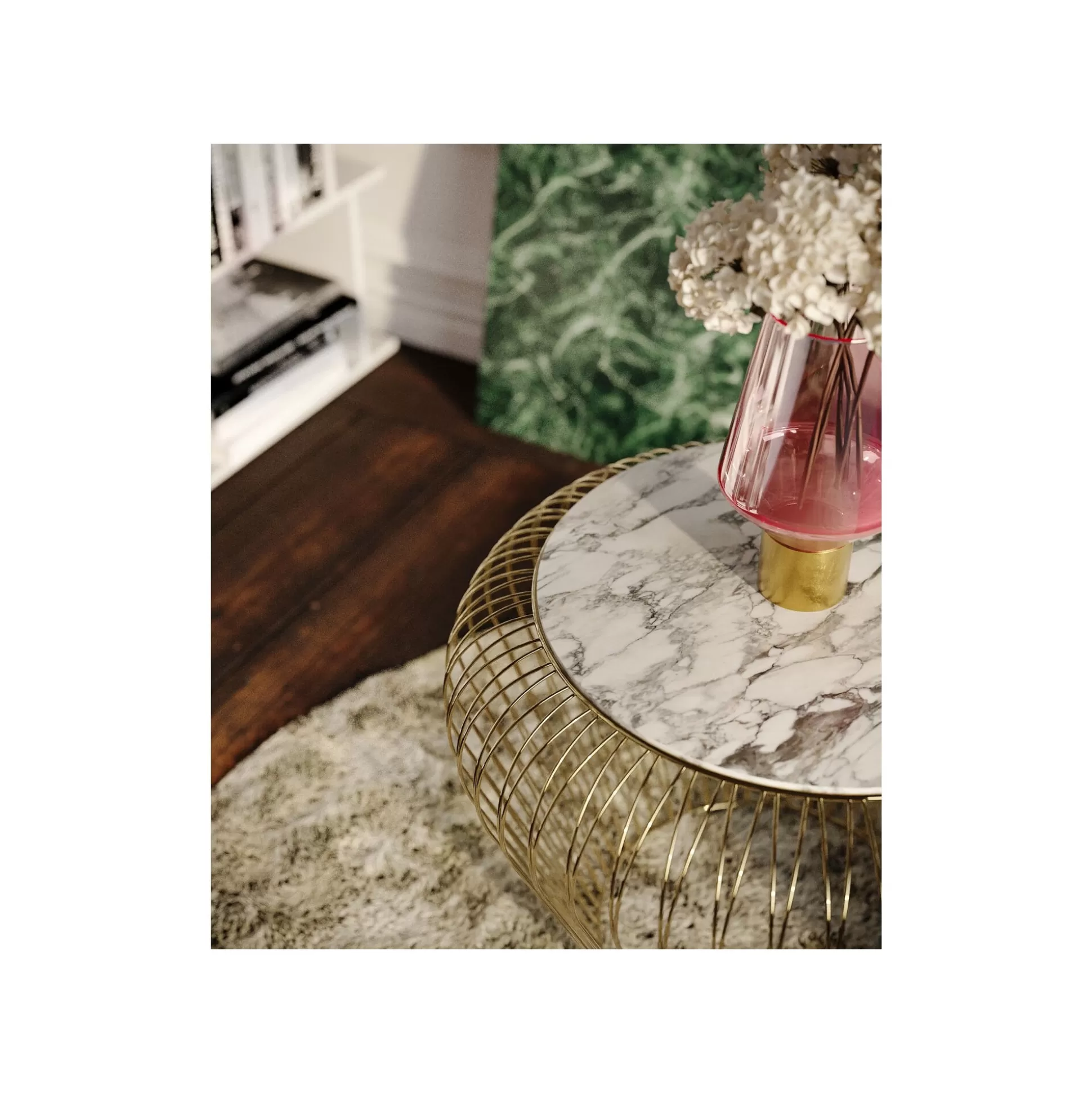Table D'appoint Beam Dorée Marbre Gris 43cm ^KARE Design Shop