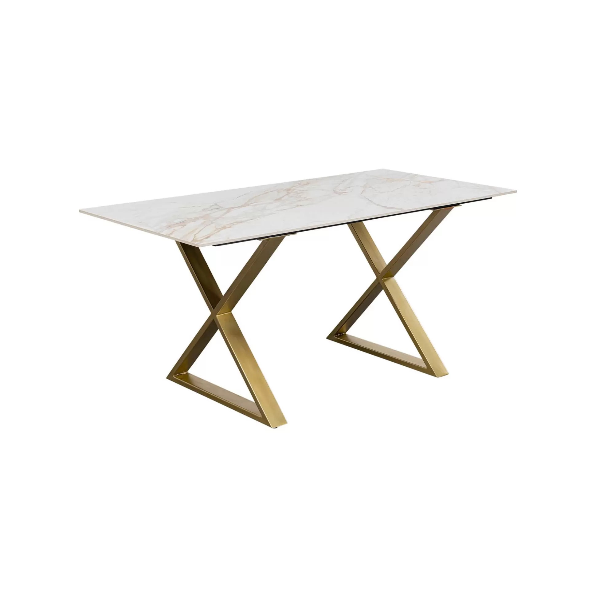 Table Eternity Cross Blanche Et Dorée 160x80cm ^KARE Design Store
