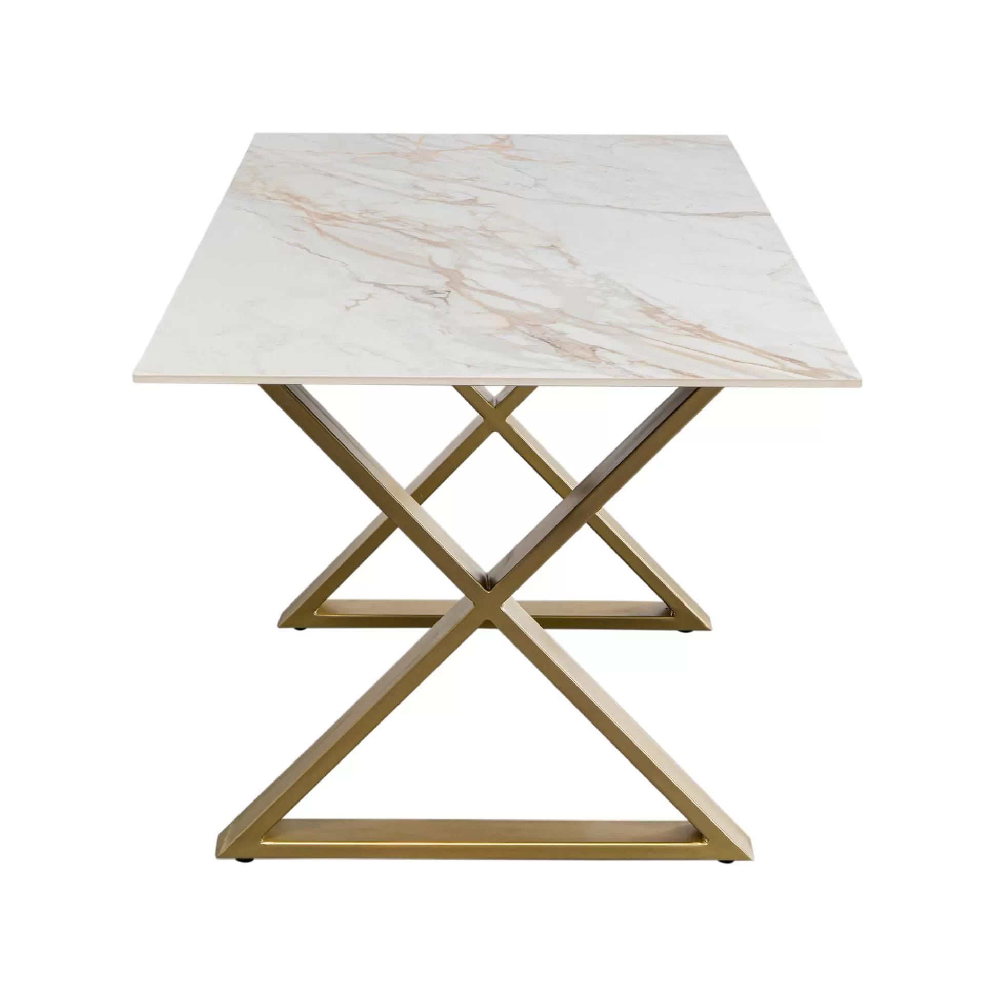 Table Eternity Cross Blanche Et Dorée 160x80cm ^KARE Design Store
