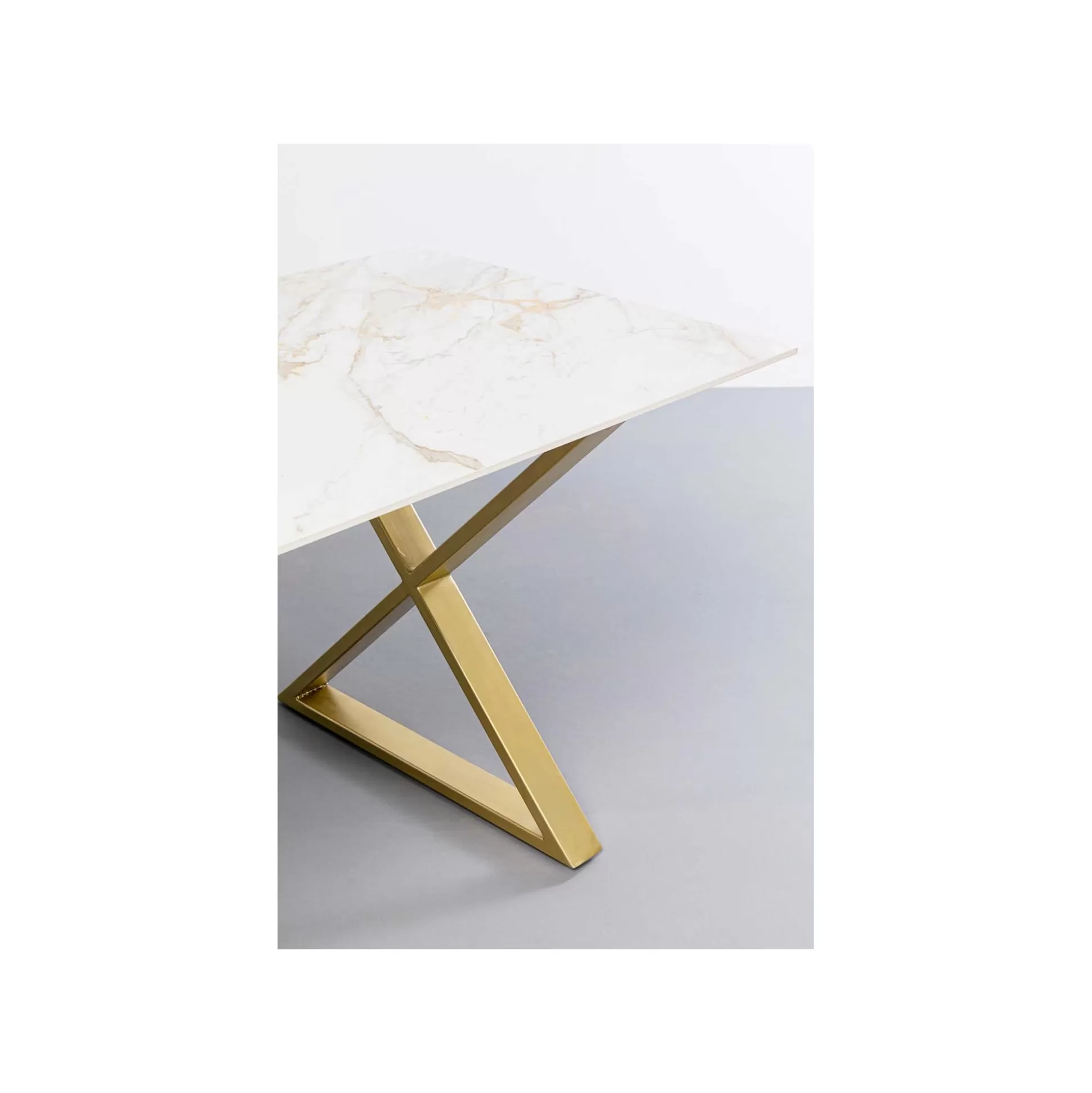 Table Eternity Cross Blanche Et Dorée 160x80cm ^KARE Design Store