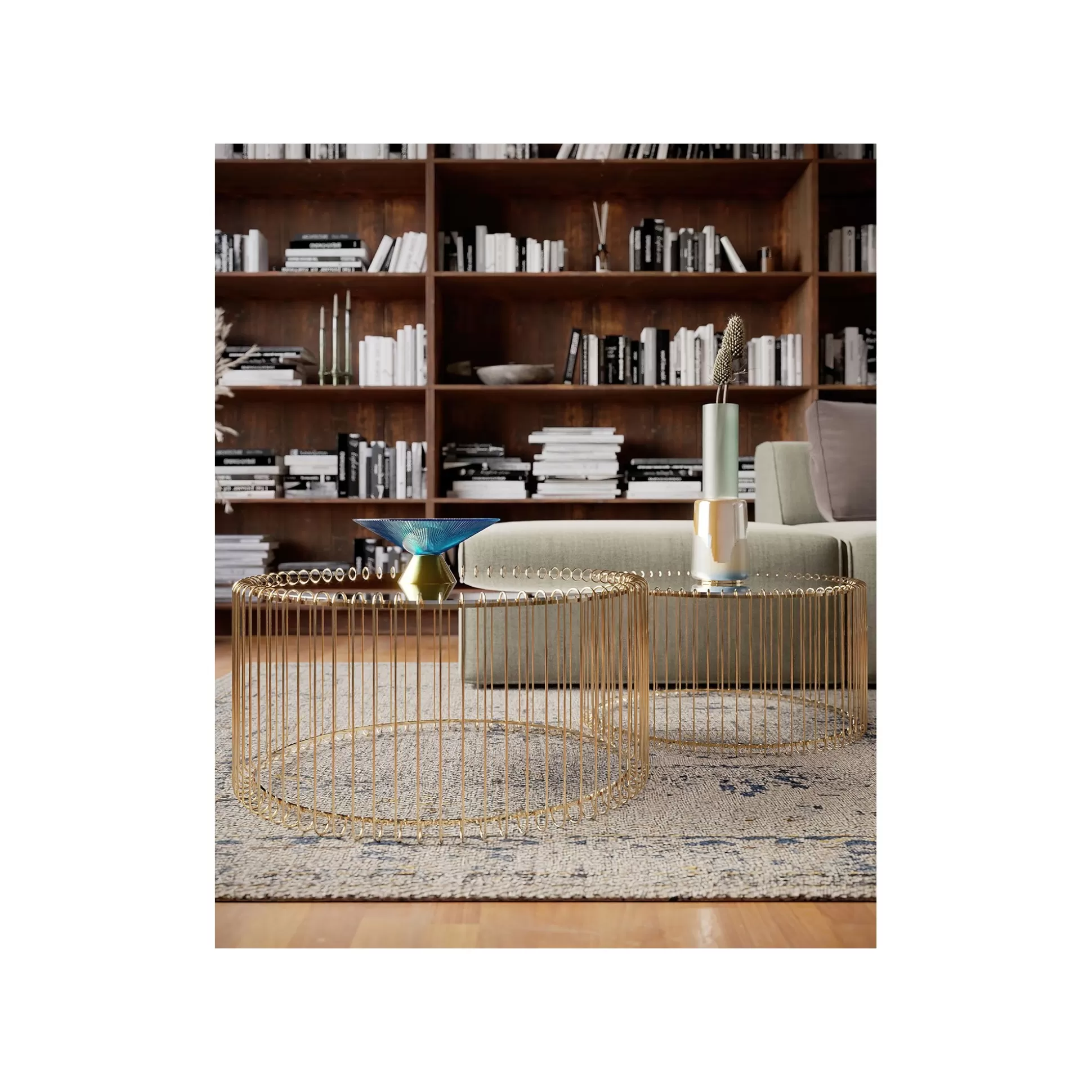 tables_basses_rondes_wire_set_de__laiton_kare_design_5.webp Tables Basses Rondes Wire Set De 2 Laiton ^KARE Design Cheap
