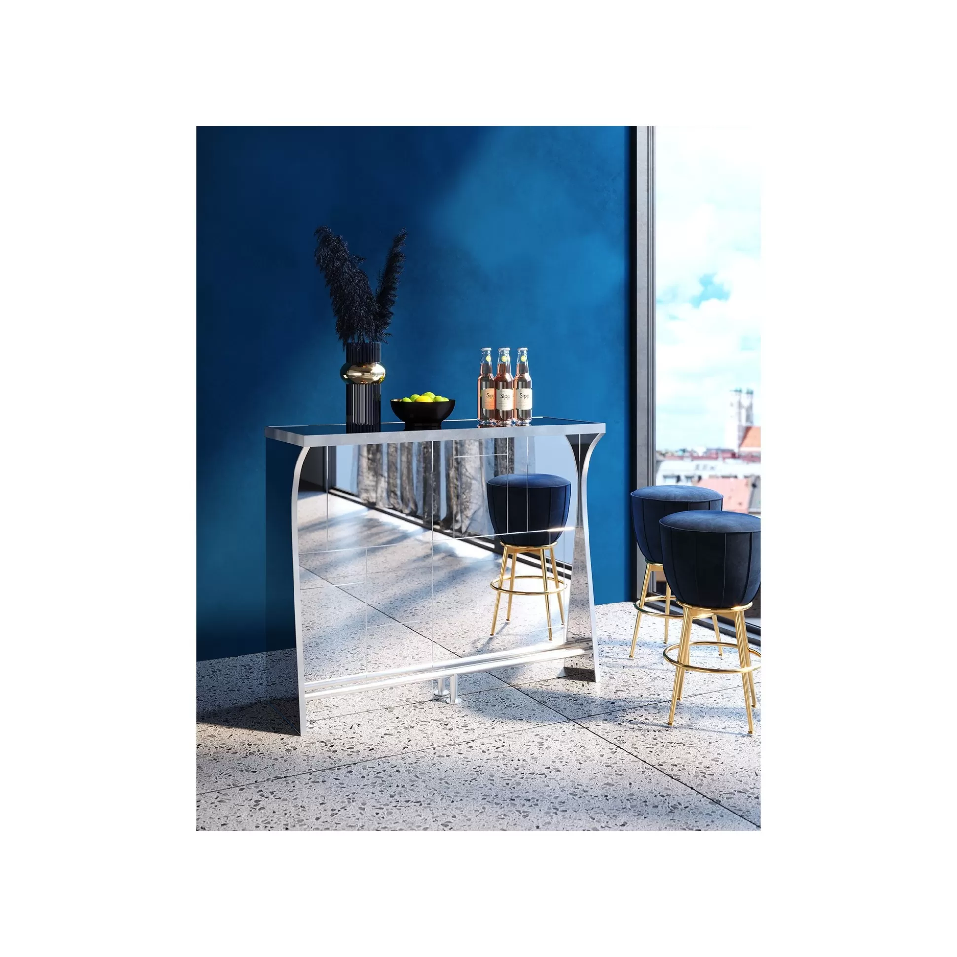 Tabouret De Bar After Work Velours Bleu ^KARE Design Outlet