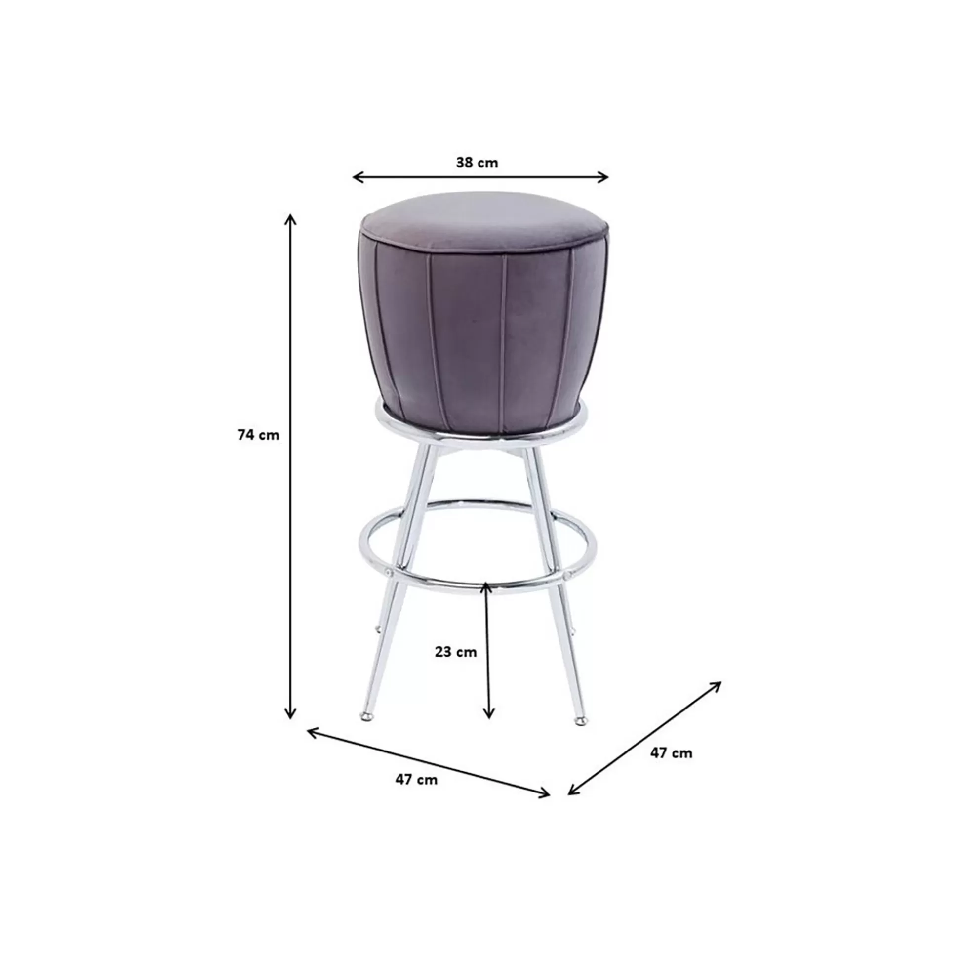 Tabouret De Bar After Work Velours Gris ^KARE Design Fashion