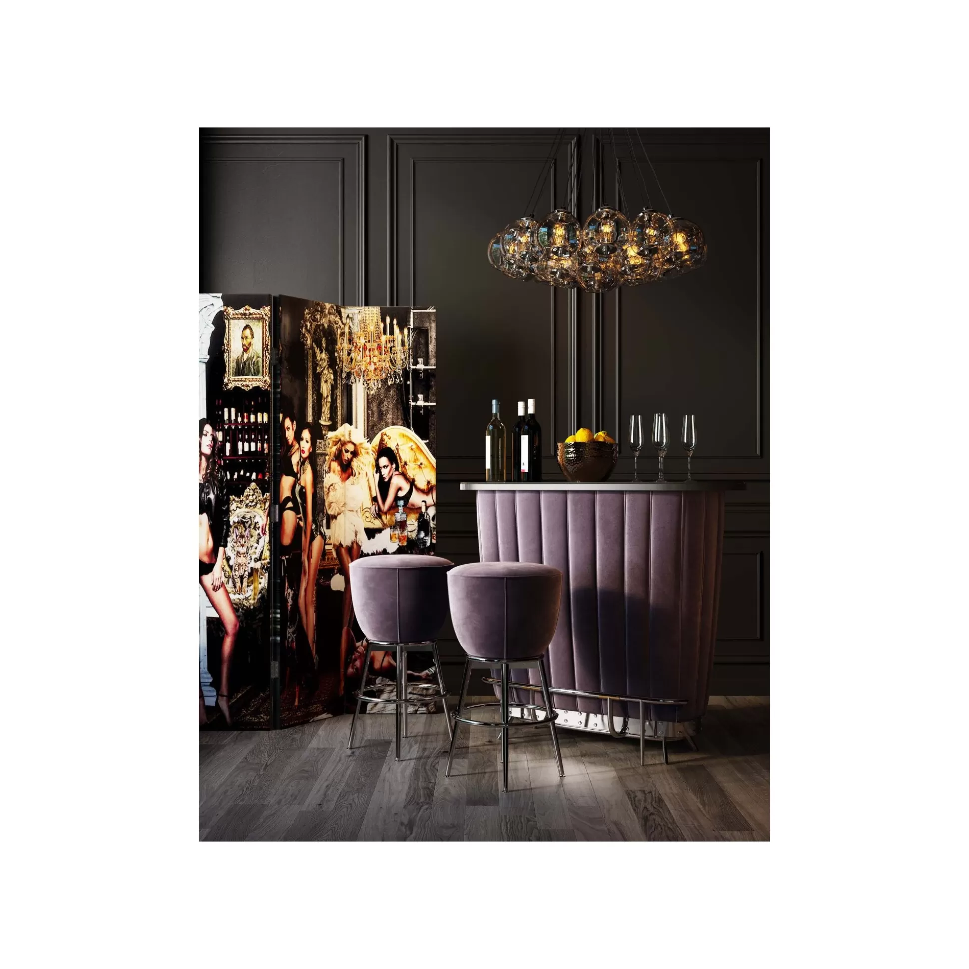 Tabouret De Bar After Work Velours Gris ^KARE Design Fashion