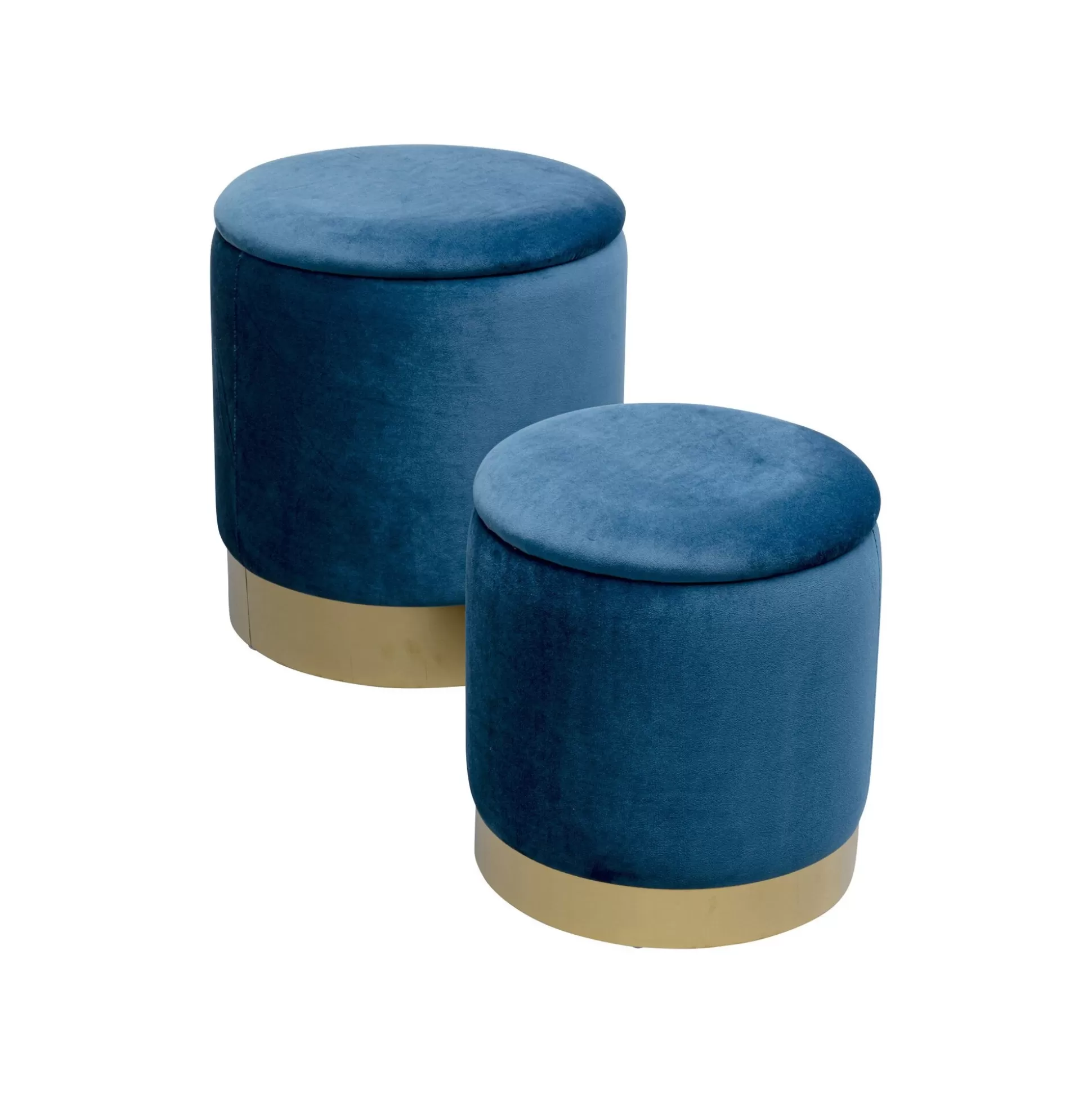 Tabourets-coffres Cherry Bleu Pétrole Et Laiton Set De 2 ^KARE Design Outlet