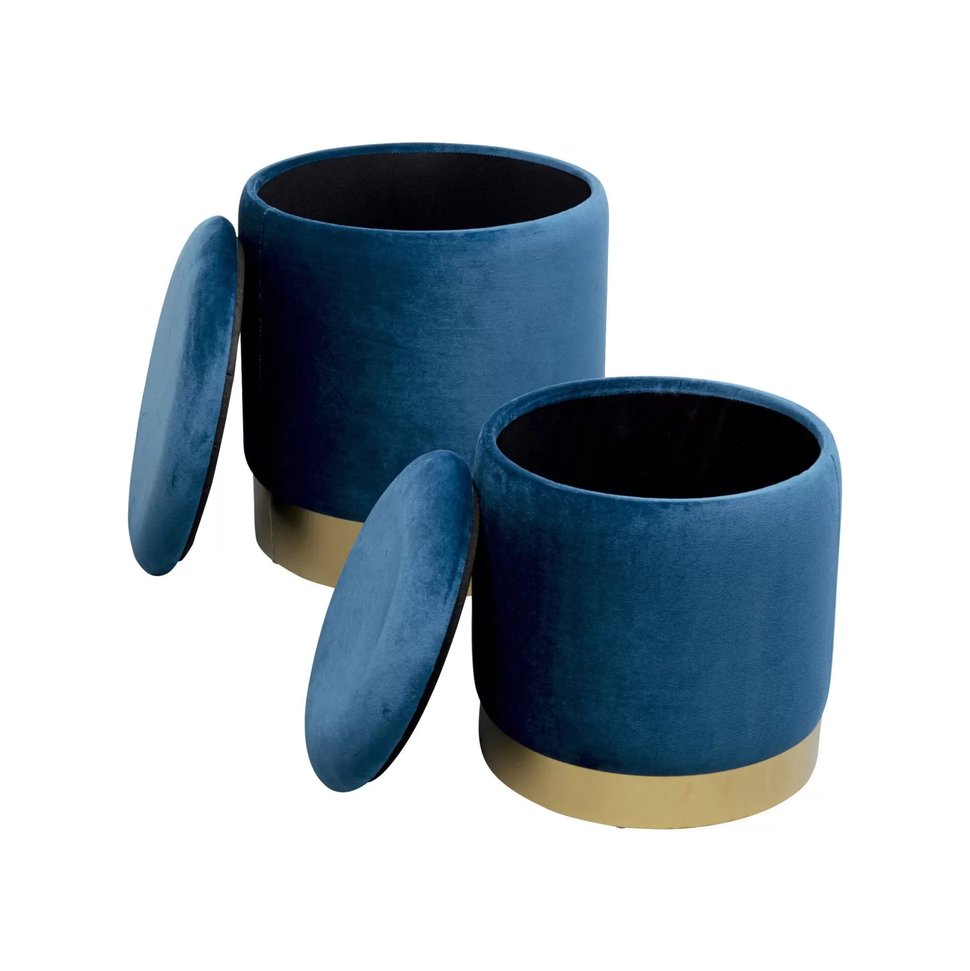 Tabourets-coffres Cherry Bleu Pétrole Et Laiton Set De 2 ^KARE Design Outlet