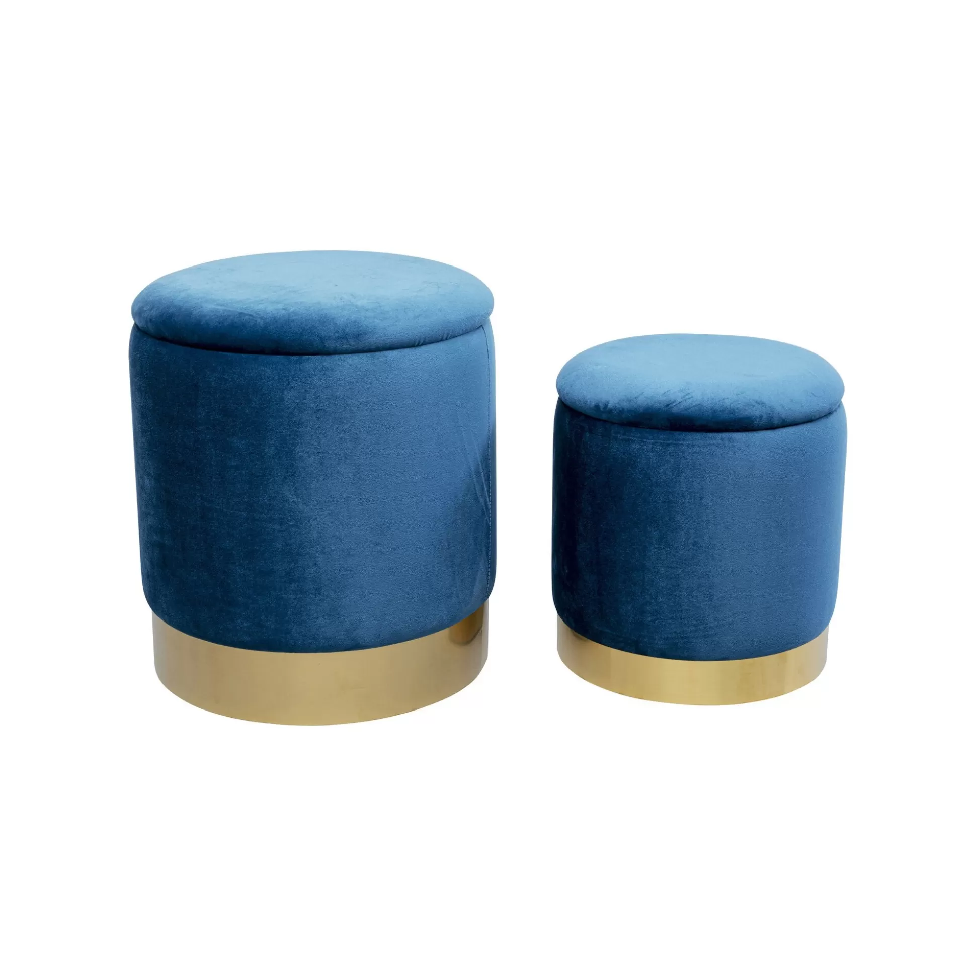 Tabourets-coffres Cherry Bleu Pétrole Et Laiton Set De 2 ^KARE Design Outlet