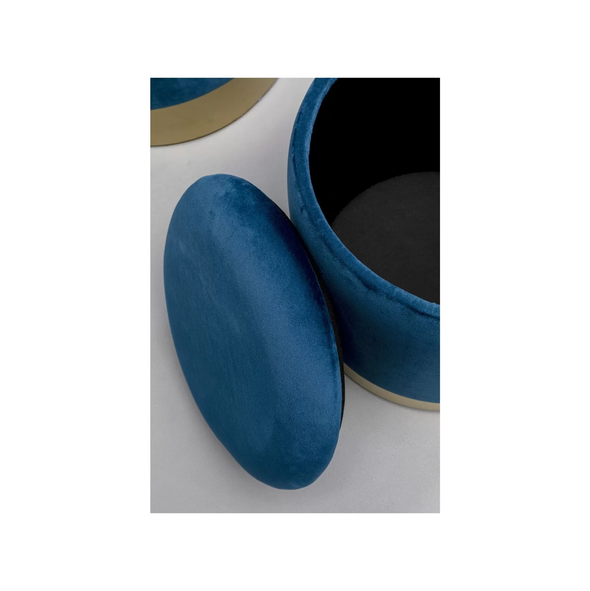 Tabourets-coffres Cherry Bleu Pétrole Et Laiton Set De 2 ^KARE Design Outlet
